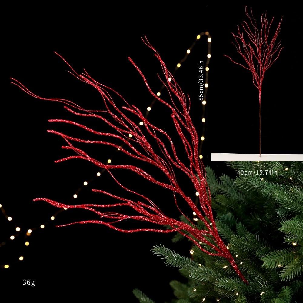 Glitter Branches Christmas Tree Pendant DIY Shiny Christmas Cypress Leaf Handmade Creative Christmas Leaf Pendant