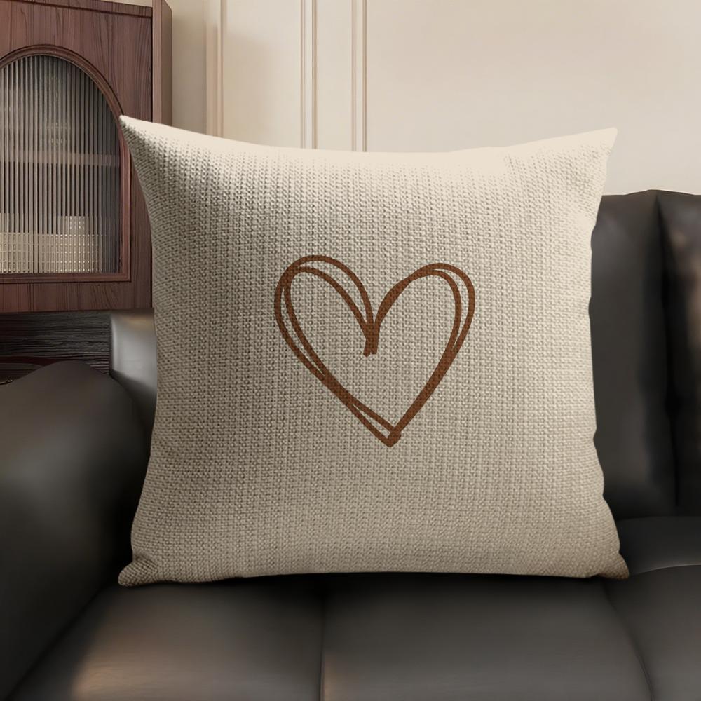 Simplicity Pattern Love Cushion Cover Natural Linen Organic Fabric DoubleSided Printing Sofa Home Decor Gift Pillow Case