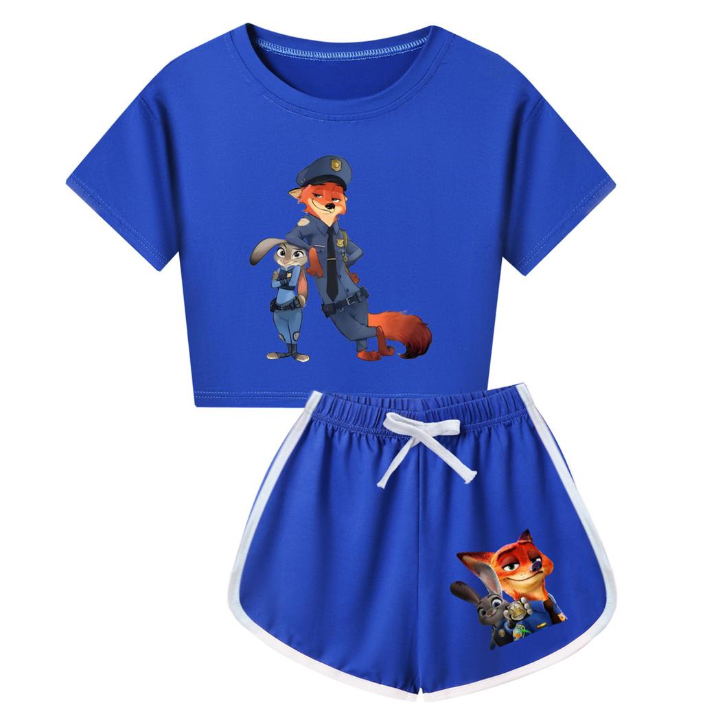 Kids Summer Sport T-Shirt And Shorts 2 Piece Outfit Tracksuit Set Short Sleeve Print Crop Tops With Clothing Set