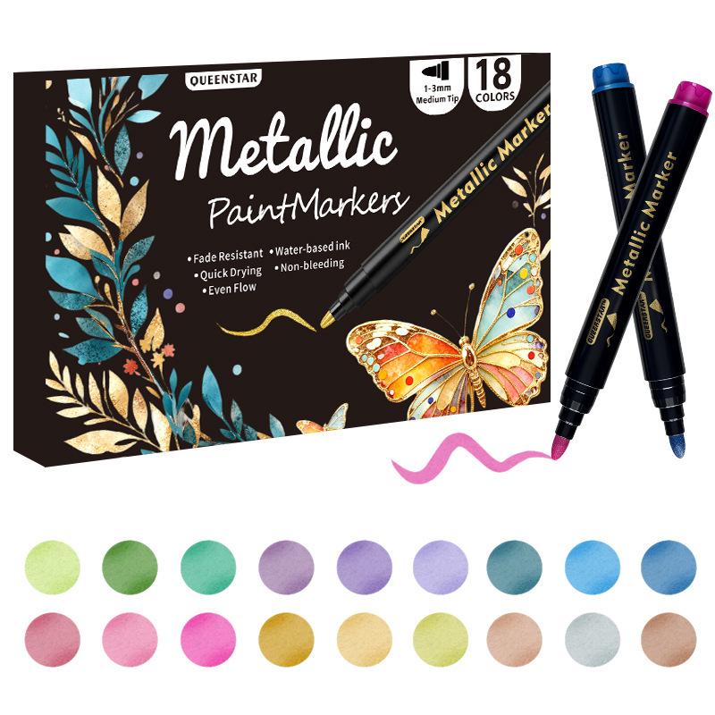 Cross 18-Color Waterproof Metal Marker Set - Water-Based Paint Pens for Outdoor Use