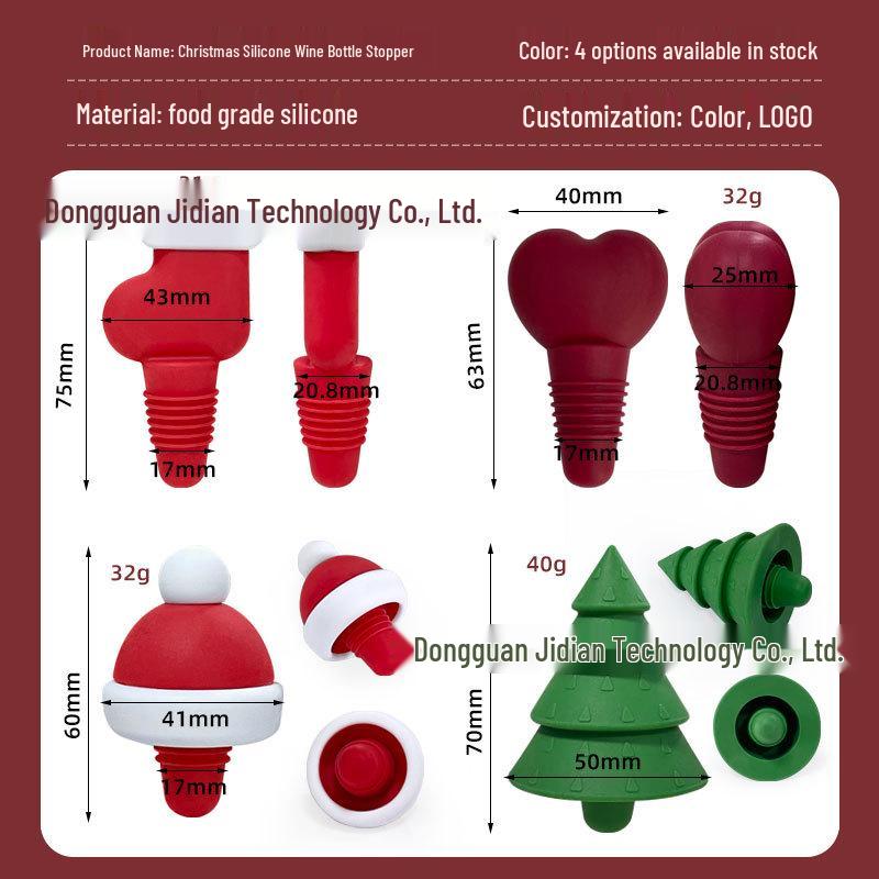 Christmas Silicone Wine and Champagne Bottle Stopper & Pourer