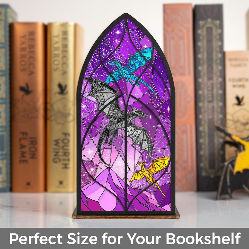 Dragon Bookend Wooden Shelf Decor Fantasy Style Book Holder for Readers Natural Wood Study Room Decoration Gifta