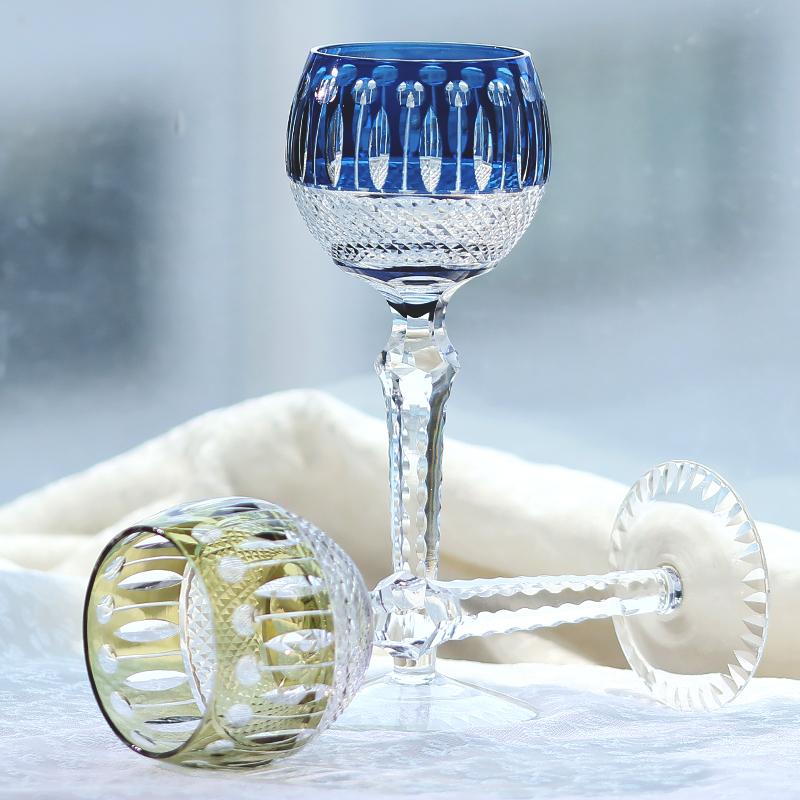 Handcrafts Multi-Colored Hand Cut Wine Glasses Edo Kiriko'S Hock Glass Goblet Champagne Flute With Gift Box