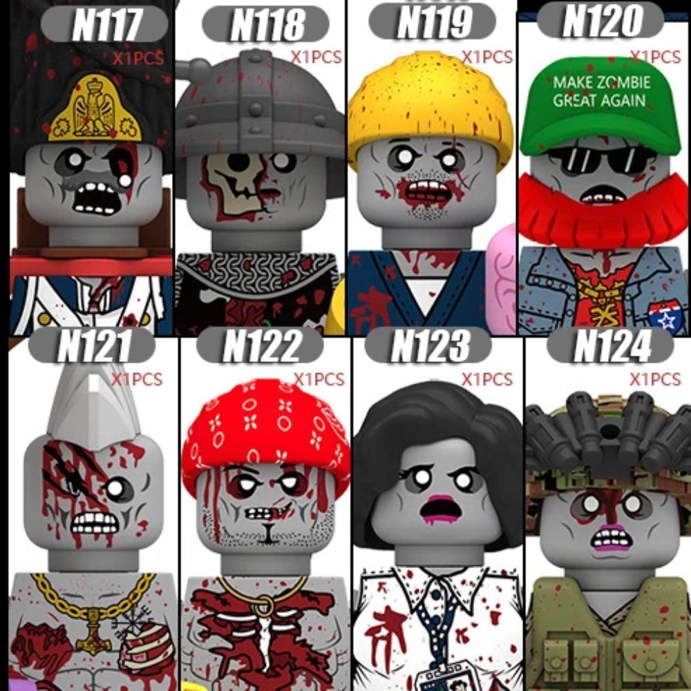 MOC Halloweenské Zombie Figurky Stavební Kostky Dvojitá Hlava Křivý Krk Příslušenství Kostky Hračky Dětský Dárek