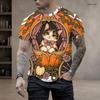 Men Plus Size Round Neck Short Sleeve Halloween Opossum Pumpkin Printed T Shirt