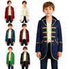 Boys Medieval Victorian Costume Long Sleeves Gold Trimming Fake Two Piece Jacket Steampunk Gothic Coat