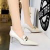Spring New Fashion Women High Heels Pumps Luxury Designer Pointed Toe Metal Chain Wedding Stiletto Slip On Office Shoes