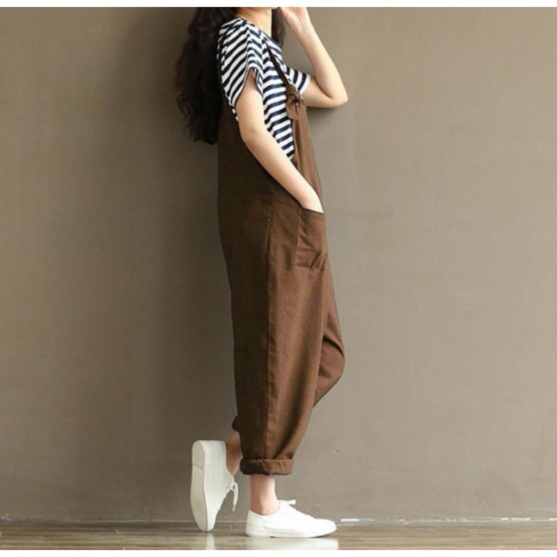 YYFS Women's Fashion Casual Summer Spring Solid Color Print Sleeveless Suspenders Loose Waistlinet Trousers Jumpsuits & Rompers