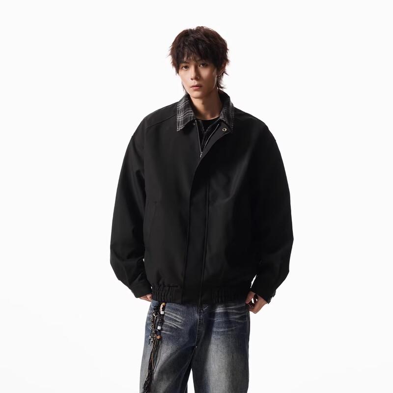 QOTRIOCK American Retro Plaid Patchwork Layered Baseball Jacket