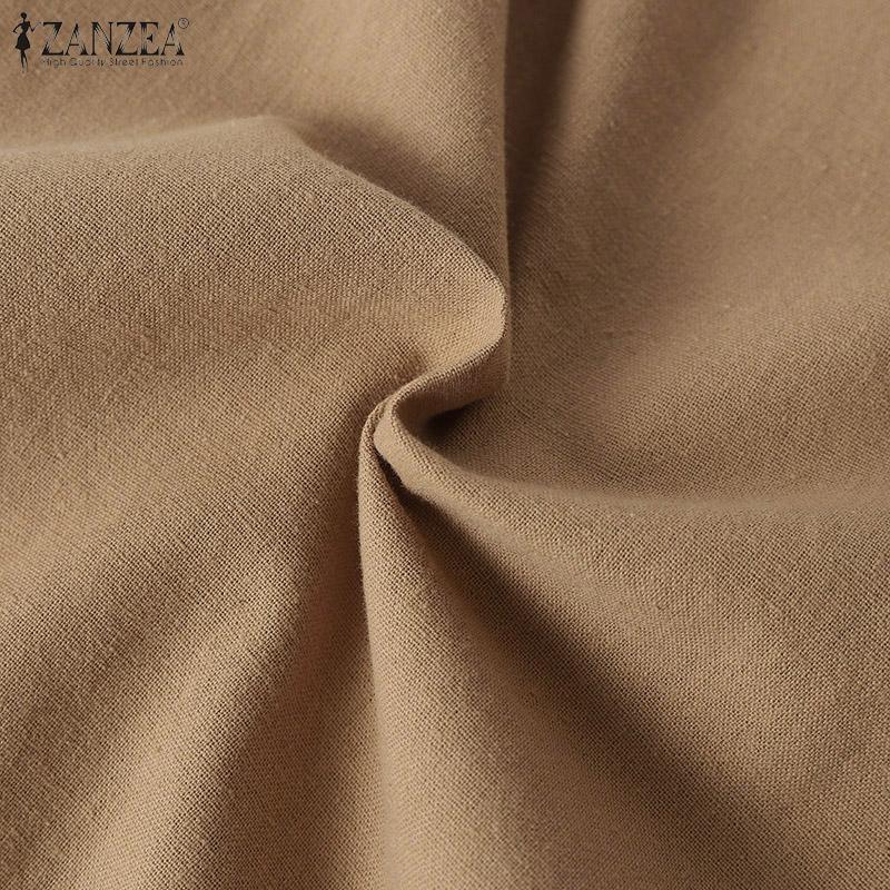 ZANZEA Women Casual Bow Tie O-neck Summer Short Sleeve Dress