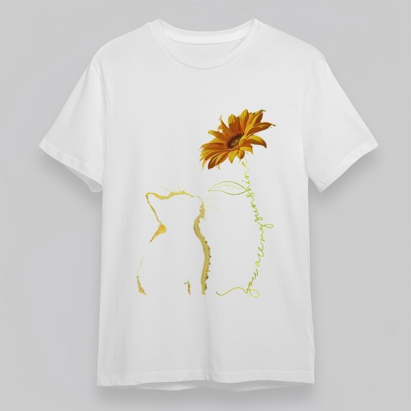 

Women s Plus Size Classic T-Shirt Sunflower Cat You Are My Sunshine Graphic Tee 4XL
