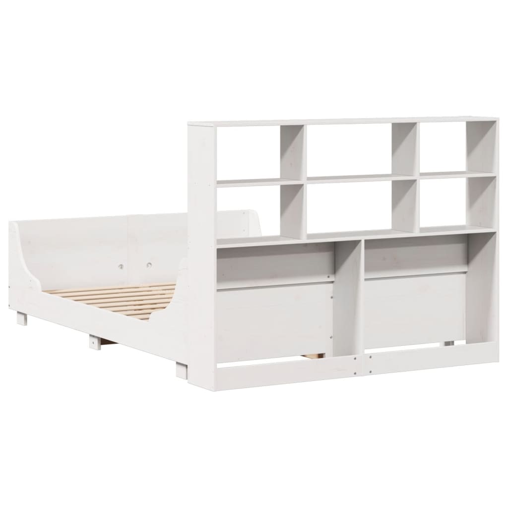 Solid Wood Bed with Shelf Without Mattress White 160x200 cm