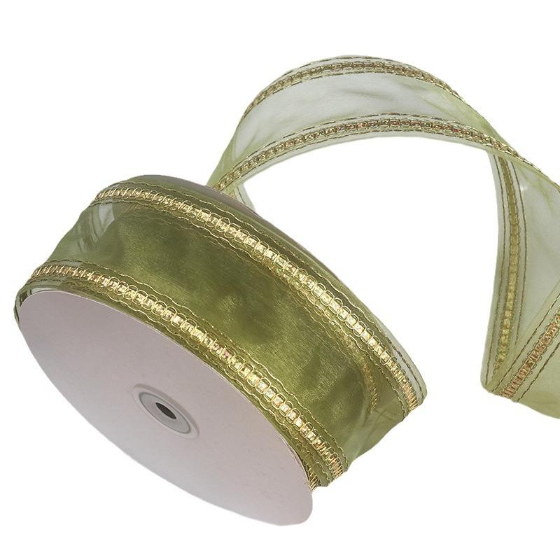 Ribbon Christmas Red Decorative Cuffed Edge Iron Copper Wire Shaping Special Ribbon Gift Packaging Box Tied Floating Ribbon Crafts Making Ribbons