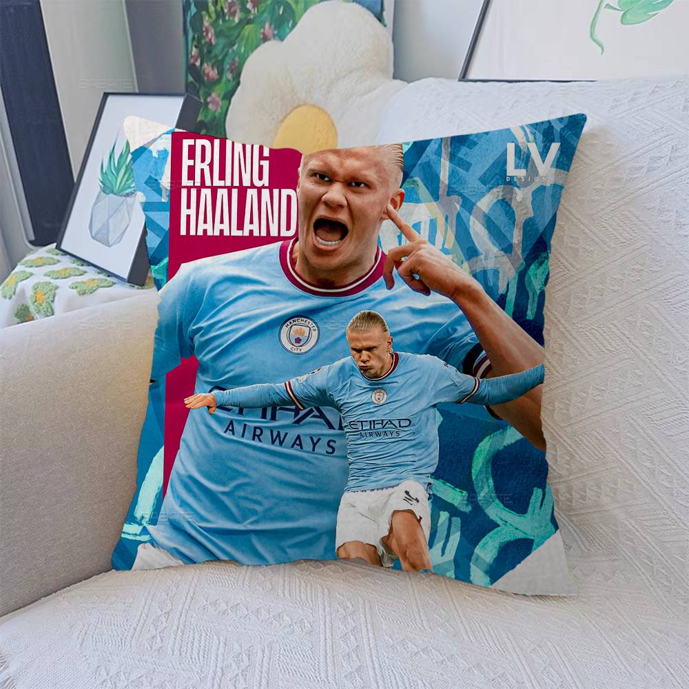 E-Erling B-Braut FootballStar H-Haaland Poduszka Poduszka Anime Pokrowiec na Poduszkę do Kanapy Łóżka Zagłówek Pokrowiec na Poduszkę 45x45 cm Moda