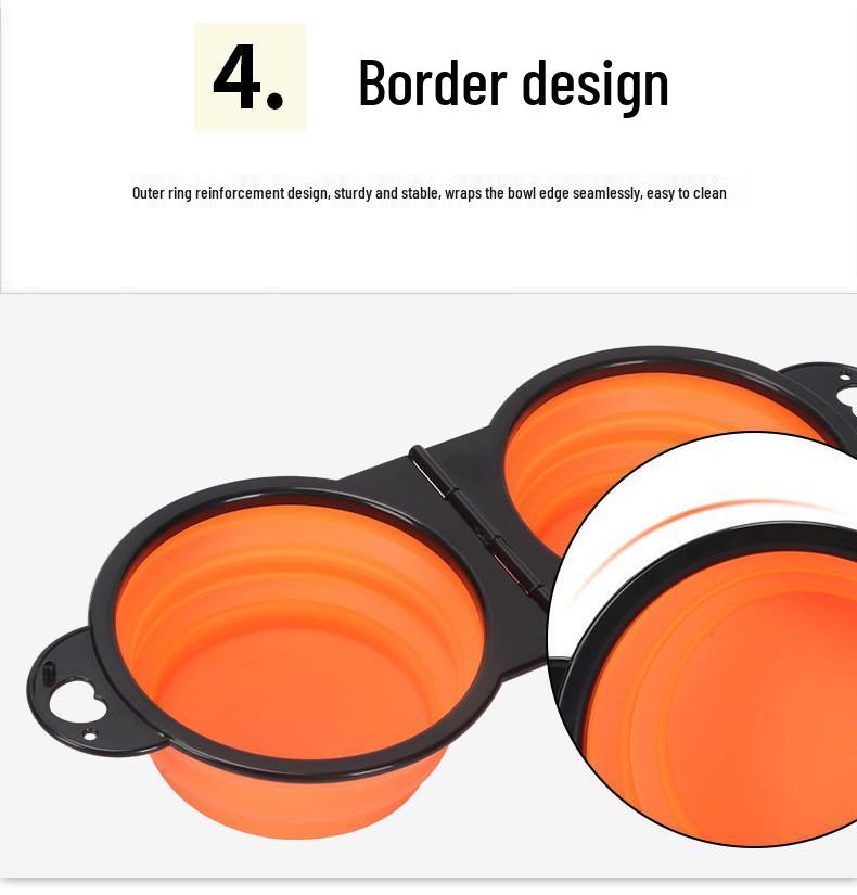 Gamelle Double Portable pour Animaux de Compagnie - Pliable, Gamelle d'Alimentation en Plastique Monobloc pour Chiens