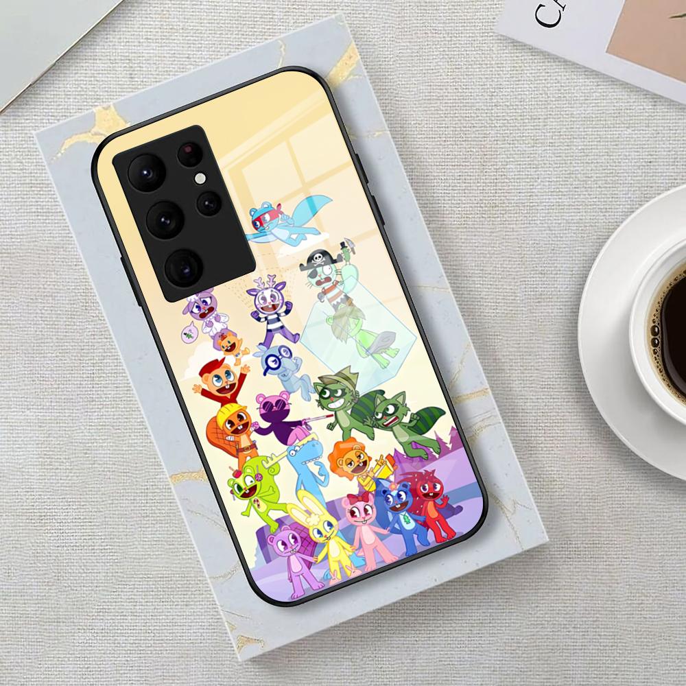 

Cartoon Happy Tree Friend Phone Case For Samsung S26 S25 Edge Ultra 23 22 21 20 Ultra Plus S24 Fe Glass Cover Galaxy S25