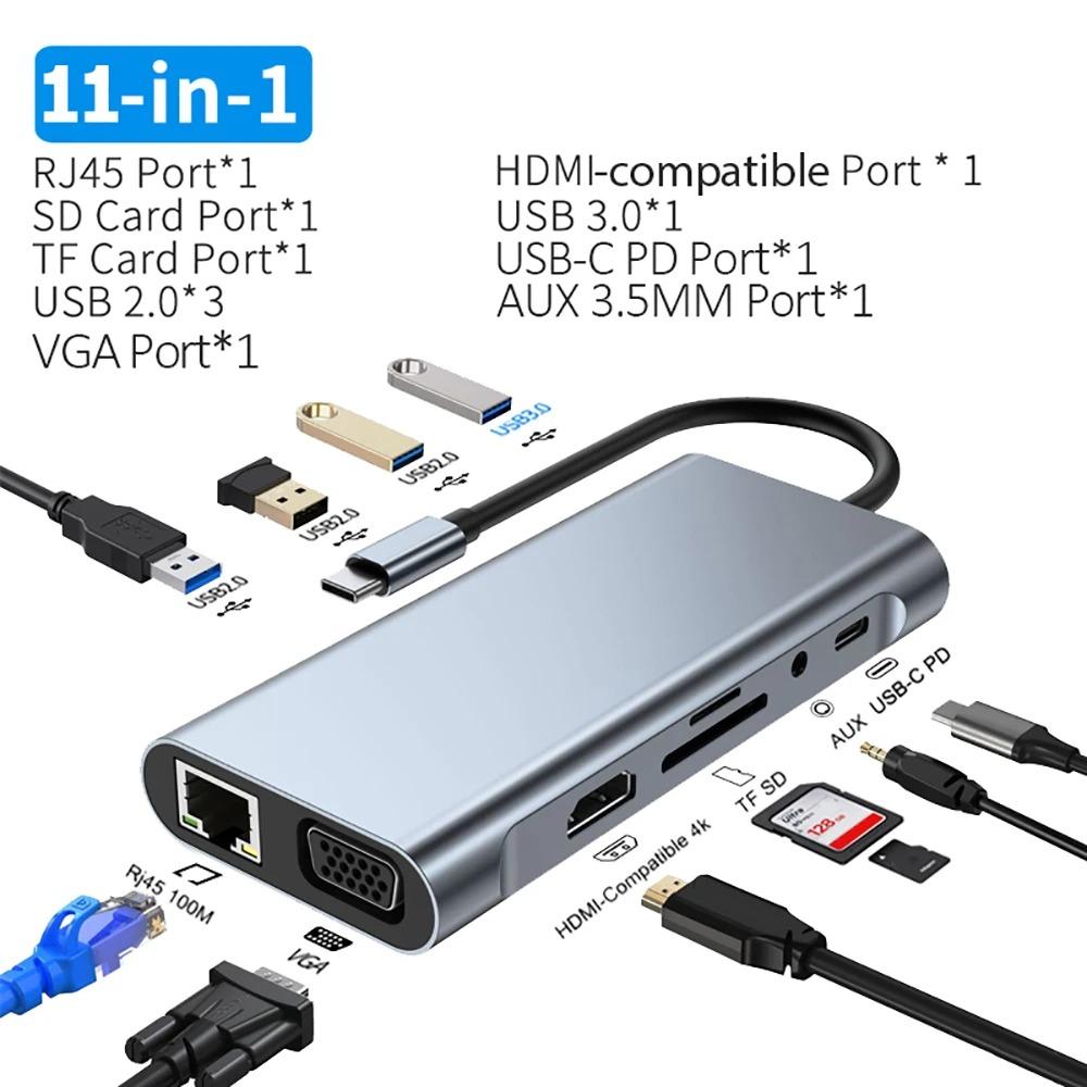 

Вертикальная док-станция 15 в 1 USB C док-станция USB C HUB с тремя мониторами HDMI 4K60Hz/RJ45 1000M/USB3.0/PD100W для ПК