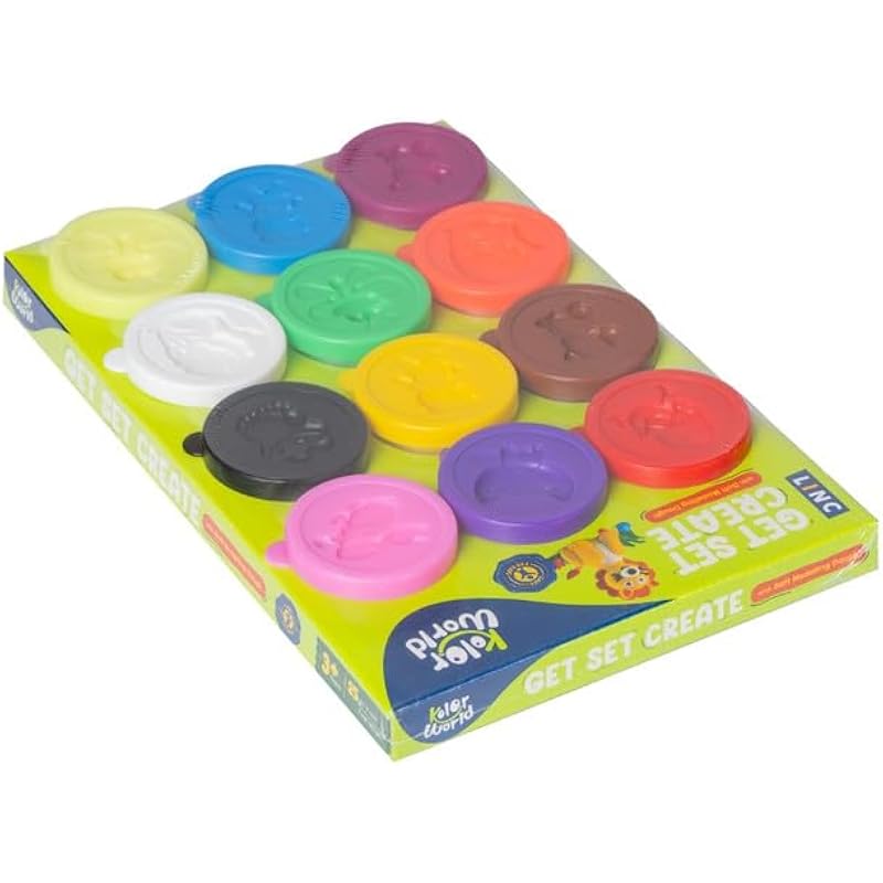 Linc Kolor World Non-Toxic And Child Safe Dough -Multicolor Clay - 12 Shades Moulding Pack Of 25Gm, Set Of 1 0