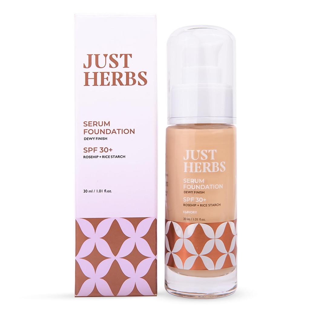 Serum Foundation For Face Makeup With SPF30+ Dewy Finish Full Coverage Waterproof, Sweatproof Foundation For All Skin Types (Natural)