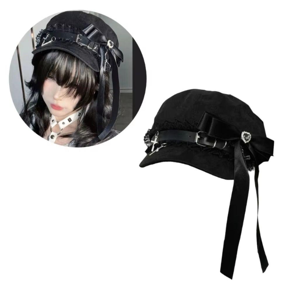 Sweet Cool Style Women's Y2k Hats Bowknot Painter's Cap Harajuku Octagonal Hat  Adult Teen