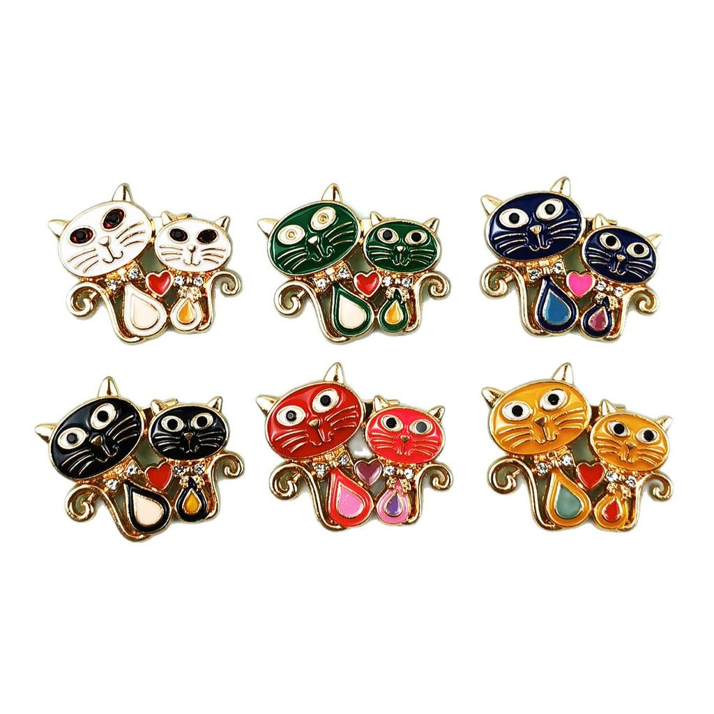 Cute Cartoon Cat Couple Brooch Set - Versatile Backpack Badge & Decorative Accessory