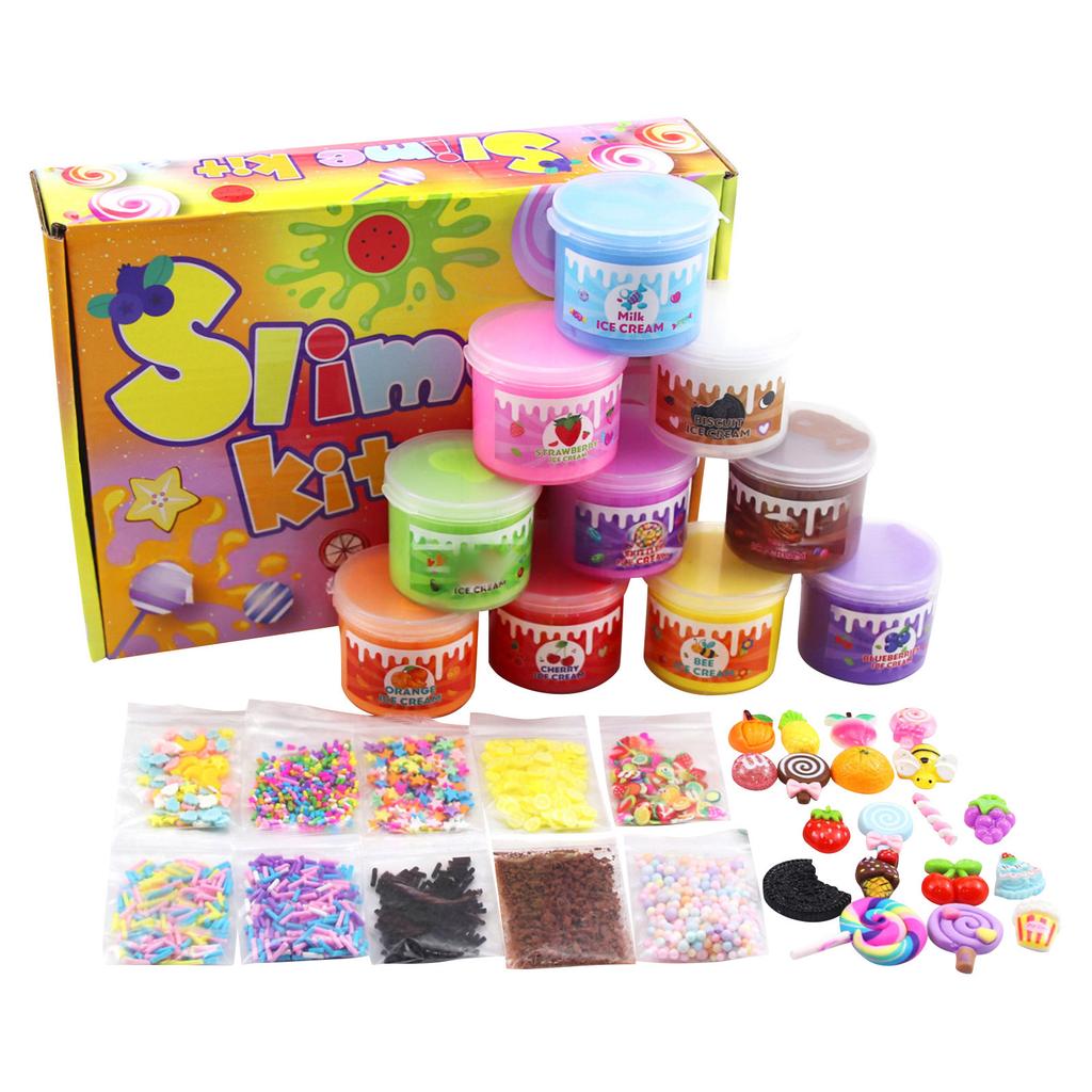 Kids Slime Kit DIY Stretchy Sensory Play Creative Craft Set Non Toxic Fun Party Favors Colorful Slime Supplies Art Toys