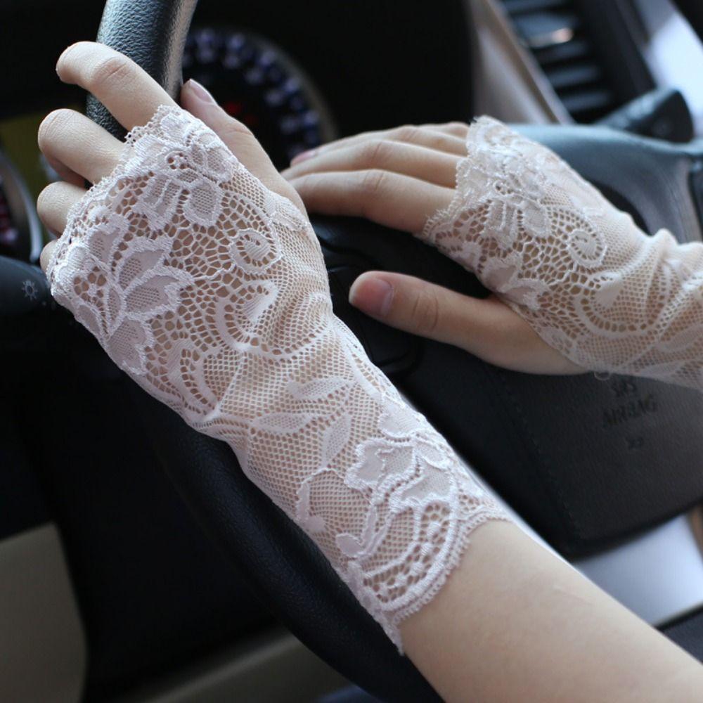 Breathable Women Sunscreen Gloves 10/15/18/21cm Driving Gloves Wedding Events