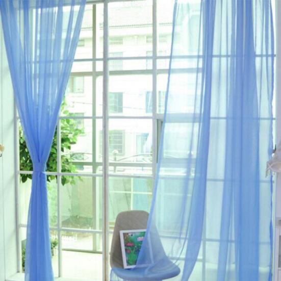 Light Transmission Sheer Curtain Bright Color Polyester Comfortable Touch Door Drape for Living Room