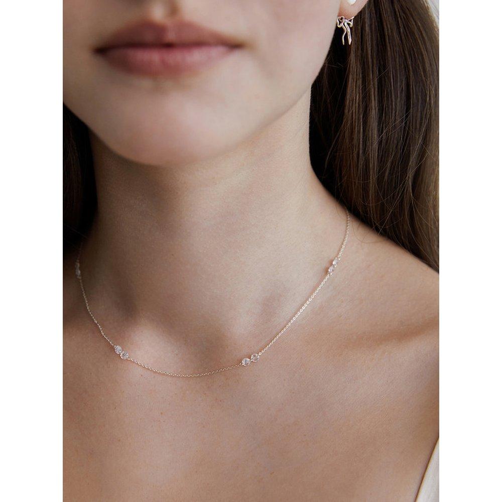 (925 Silver) Crystal Berry Link Chain Necklace Nz2413