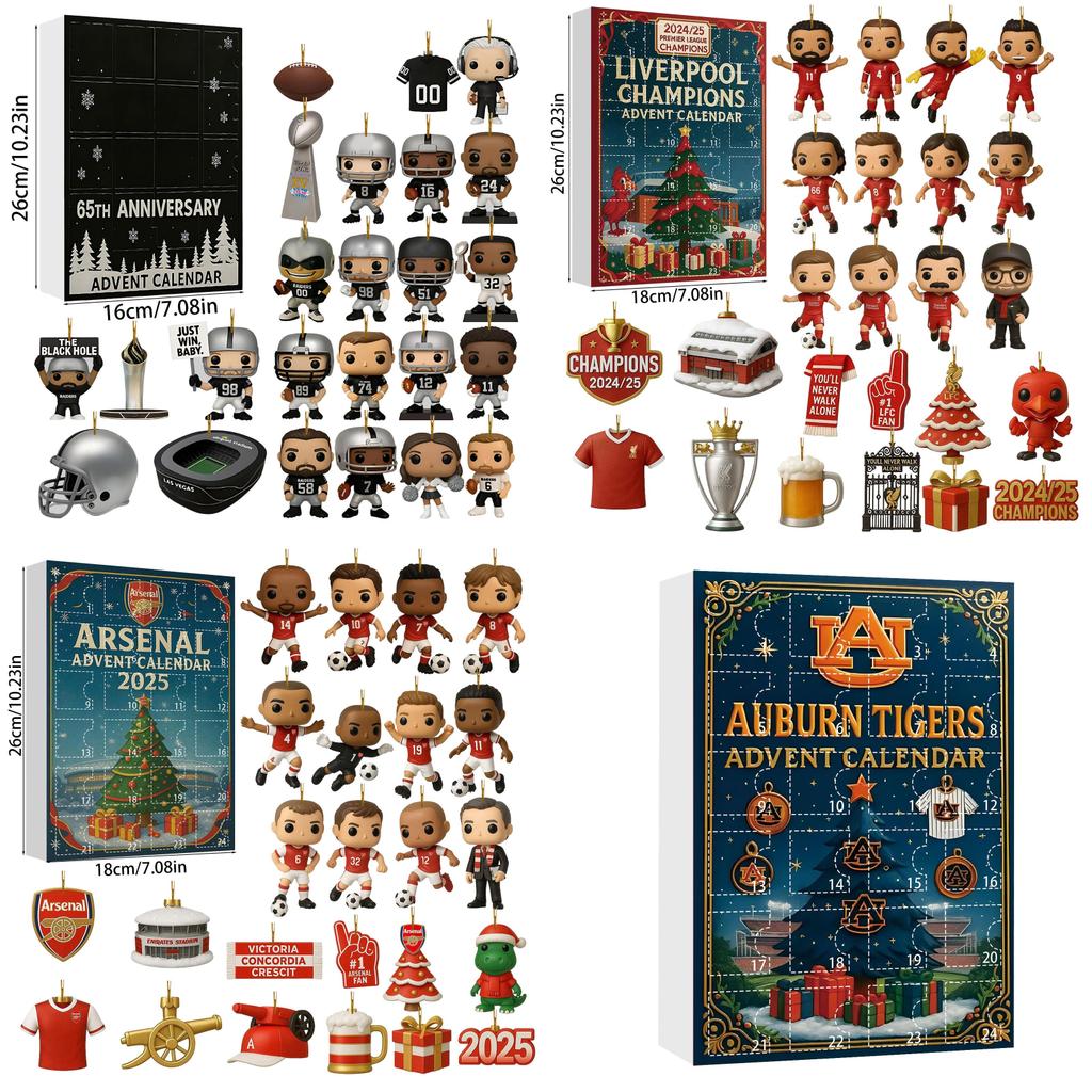 Arsenal Liverpool Fotbalový Akrylový Vánoční Slepý Box Ozdoba na Stromek s Kreslenými Postavičkami pro Sváteční Dekoraci