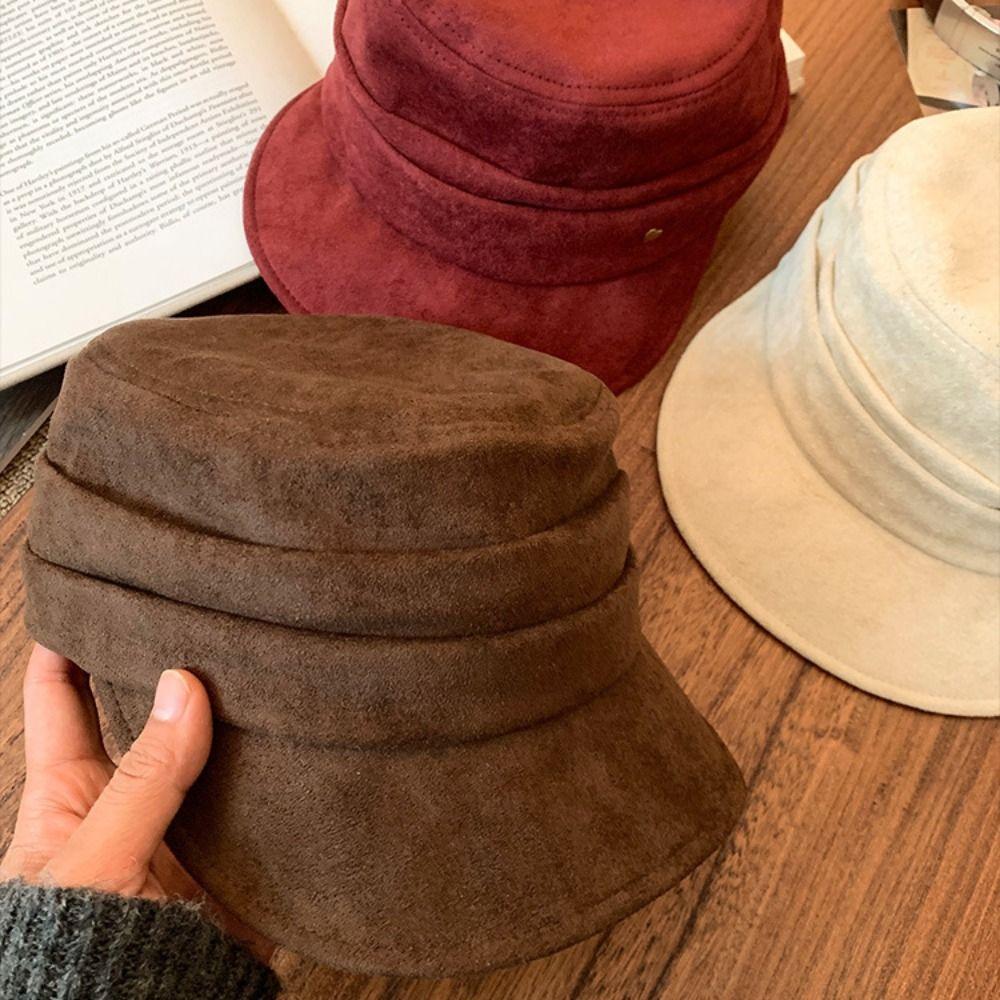Korean Style Flat Cap Chamois Retro Painter Hat Personality Suede Equestrian Hat Outdoor