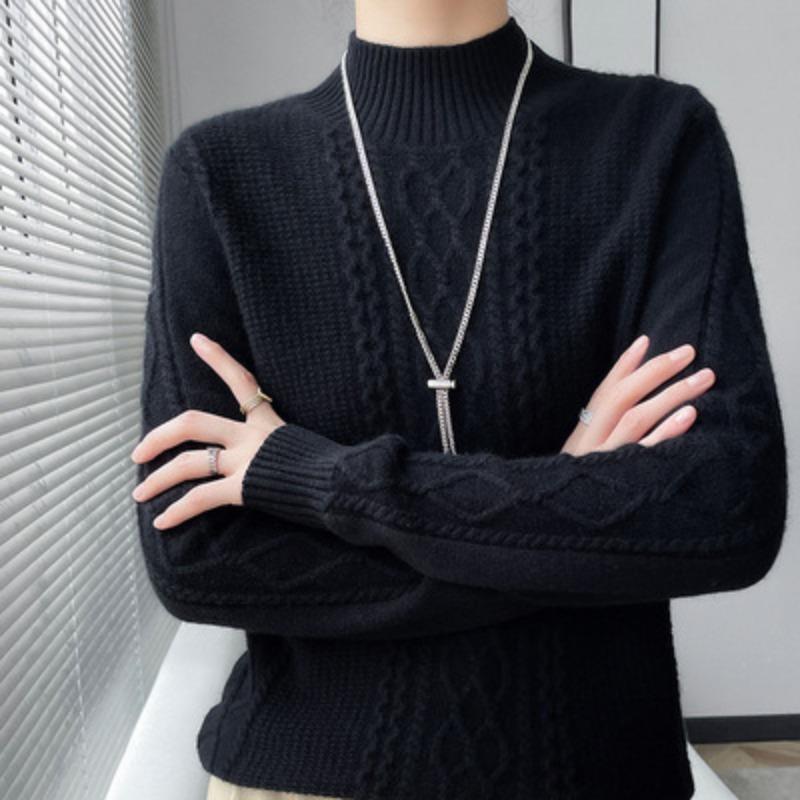 Half High Neck Loose Fitting Sweater for Women's Autumn and Winter Knitted Base Sweater
