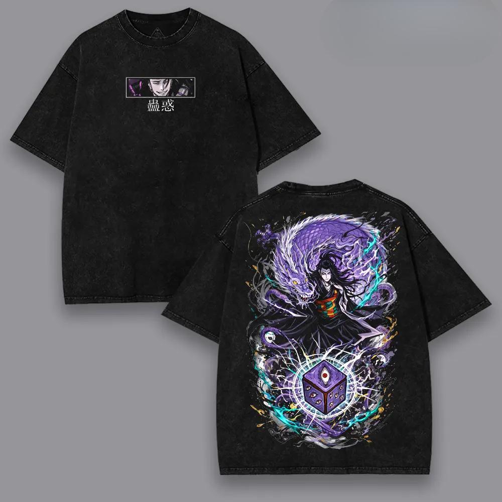 Geto Suguru Jujutsu Kaisen T-shirt Anime Washed Oversized Tshirt For Men Clothing Summer Short Sleeve Casual Cotton Tees Tops