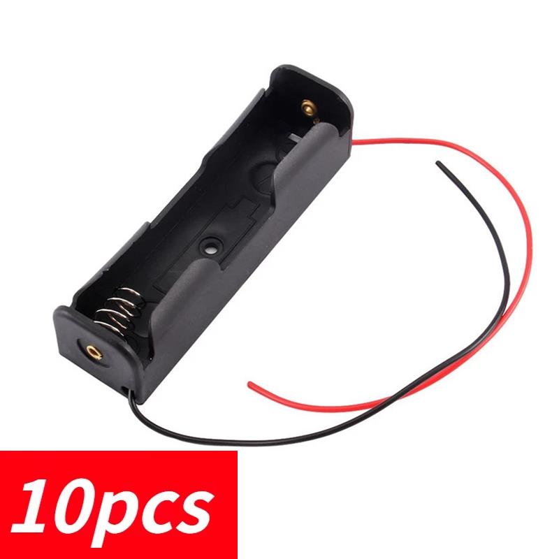 10pcs Plastic DIY Battery Storage Case Clips Holder Container 1 Slot 18650 Battery Storage Holder Box Cases With Wire Lead Pin