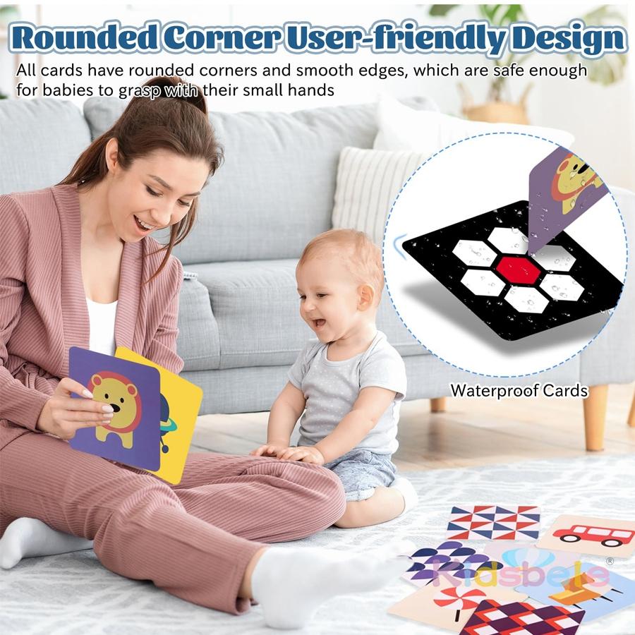 High Contrast Baby Flash Cards for Newborn Visual Development | Infant Montessori Sensory Learning Toy 0-36 Months