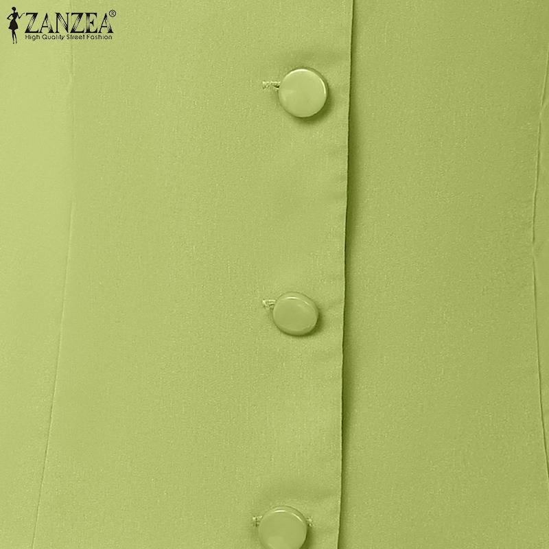 ZANZEA Women Casual Round Neck Summer Short Sleeve Blouse