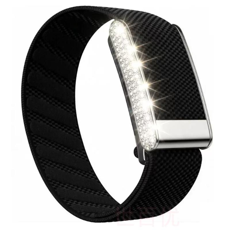 Sparkly Diamond Metal Frame Nylon Elastic Band for Whoop 5.0 Comfortable Replacement Strap for Whoop 5.0 Smart Fitness Tracker