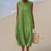 Summer European and American women's new sleeveless seaside vacation D printing dress