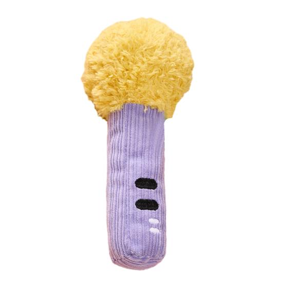 Plush Cat Chew Toy Squeaky Stuffed Microphone Kitten Teething Toy Cat Kicker Toy for Indoor Cats Solo Entertainment