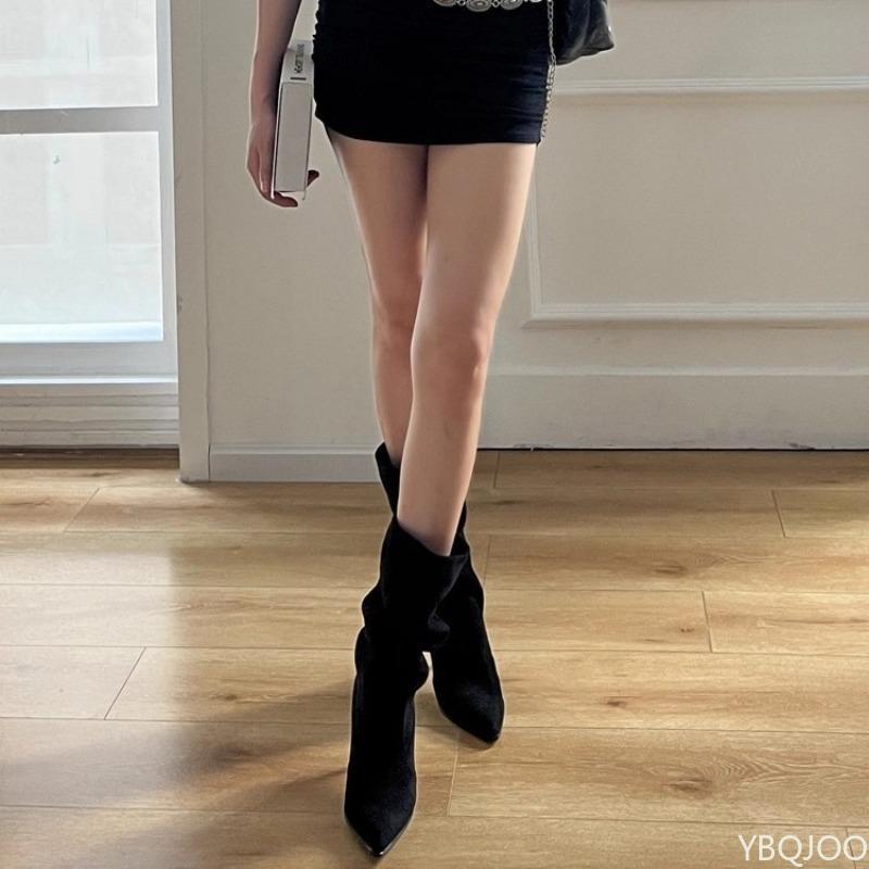 Nuovi stivali alla moda autunnali da donna versatili corti eleganti semplici con tacco alto stivali casual comodi da donna con intersuola