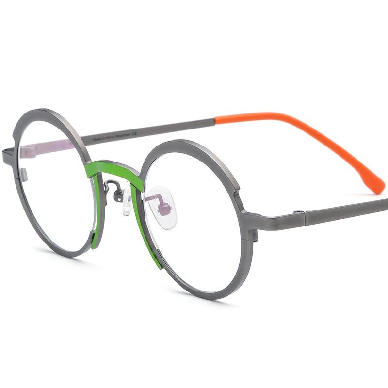 Унисекс Универсальные Разноцветные Сверхлегкие Титановые Круглые Оправы для Очков для Миопии с Опцией Рецепта