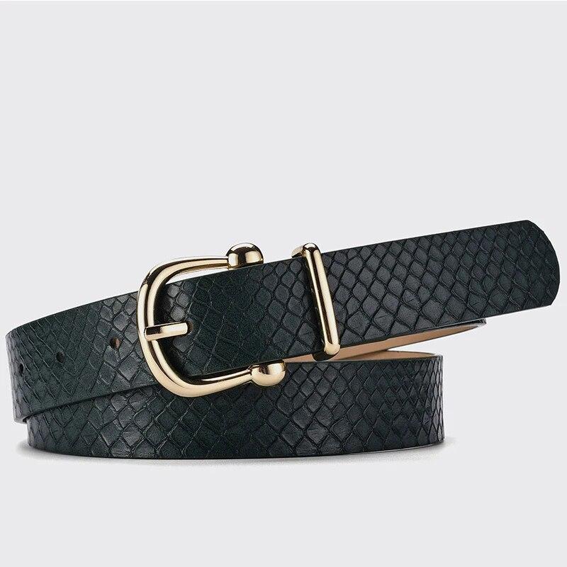 Buy Women's Belt Luxury Brand Simple PU Leather Waist Belt Golden