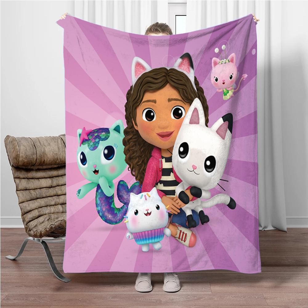 

Cartoon G-Gabbys-Dollhouse Soft Flannel Blankets Keep Warm Throw Blanket Comfortable Blanket for Picnic Beds Sofa Home Bedroom 75x90cm
