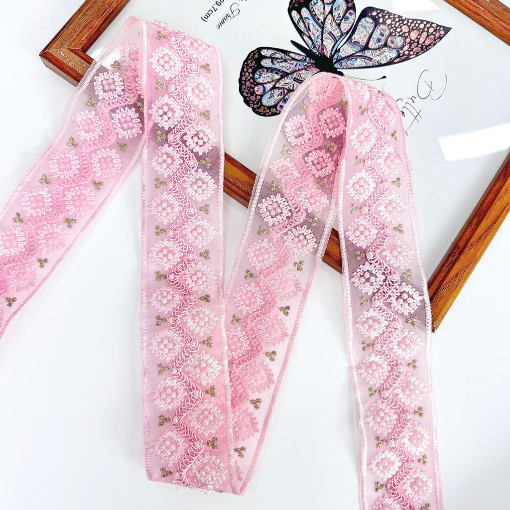 6Cm Heavy Industry Bead Embroidery Sequins Lace Barcode Hanfu Dress Skirt Clothing Lace Accessories