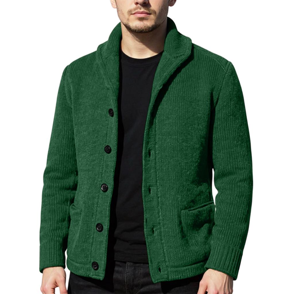 Herre Cardigan Casual Sjal Langermet Ensfarget Knappelukking Jakke