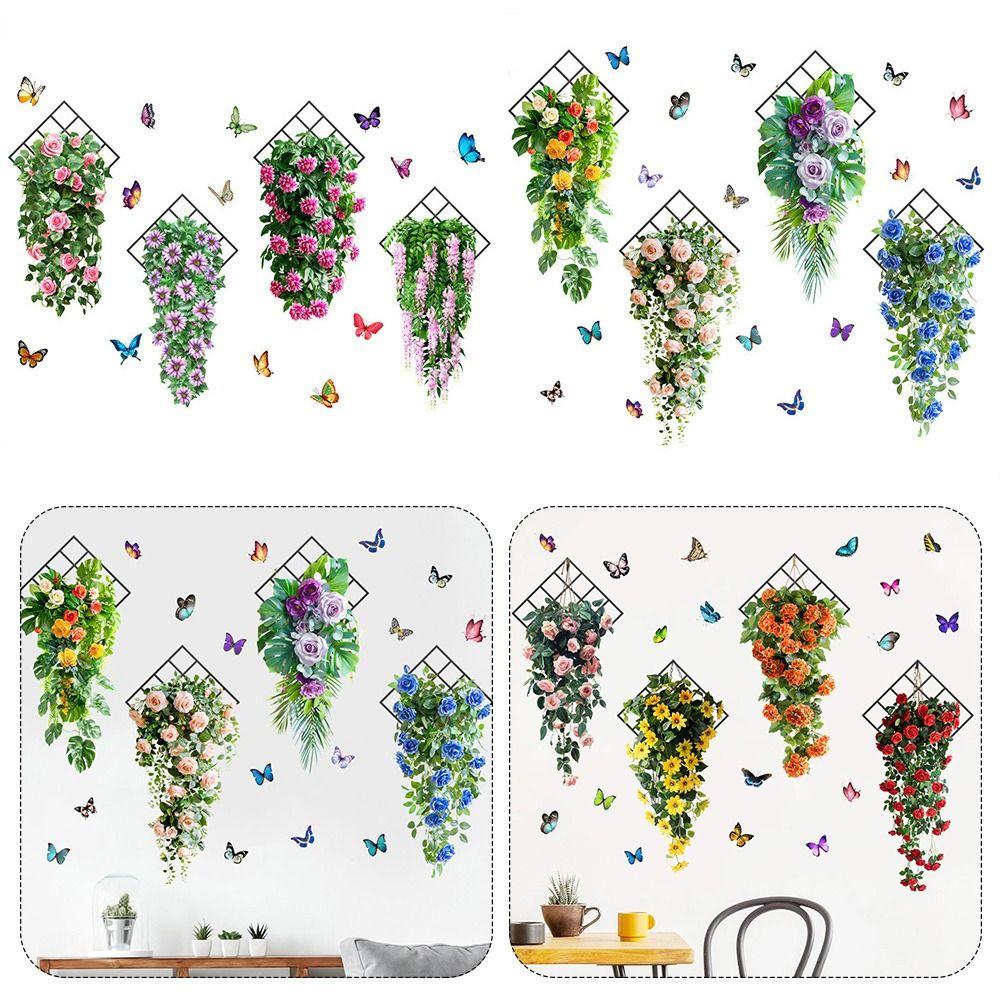 Flower & Butterfly Wall Sticker Multicolor Beautifual Decals  Background Wall