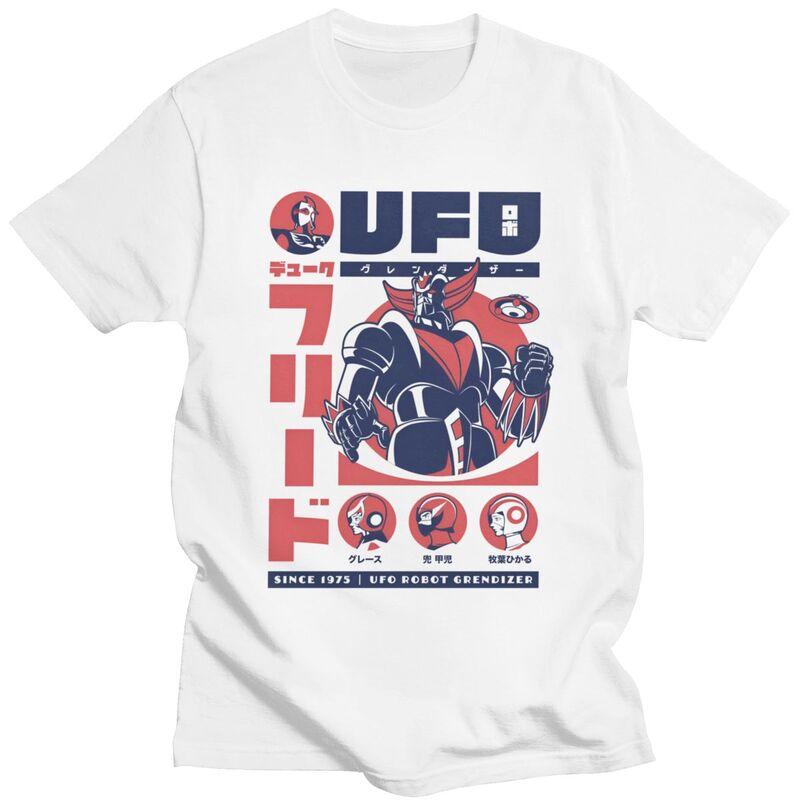 Custom UFO Robot Goldorak Grendizer T Shirt for Men Pure Cotton Tshirt Leisure Tee Short Sleeve Tshirt Slim Fit Clothing Gift