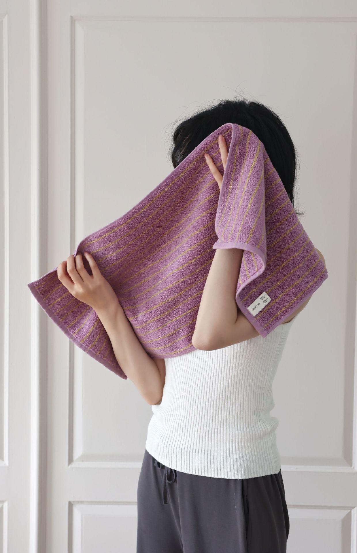 New combed cotton skin friendly towel pure cotton A-class simple cotton towel retro color blocked bathroom absorbent towel 35X76cm&1pc фиолетовый