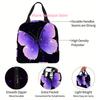 1pc, Purple Butterfly on Dark Background Printed Thermal Bag, Insulation Bag, Insulated Bag, No Food Contact, Suitable for Home,