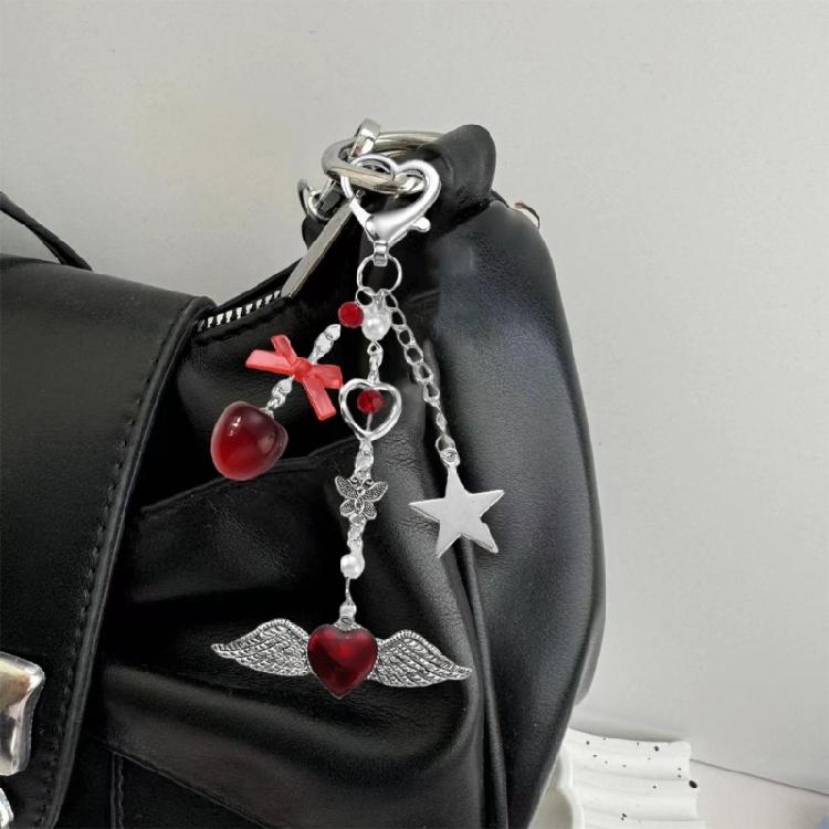Fashion Bowknot Keychain Multifuntional Heart Charm Key Holder Elegant Bag Pendant Suitable for Keys Bags and Phone